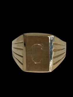 Mens gold "C" ring #20350
