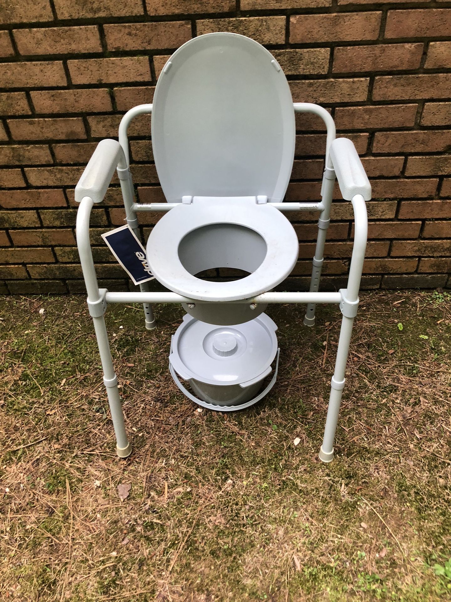 Gently Used Folding Steel Commode w/Bucket And Lid