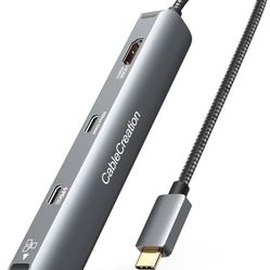 CableCreation 6-in-1 USB-C Multiport Adapter with HDMI 4K 60HZ, USB C Data Port, 1Gbps Ethernet, 100W Power Delivery, 2 USB 3.0 Ports, for MacBook Pro