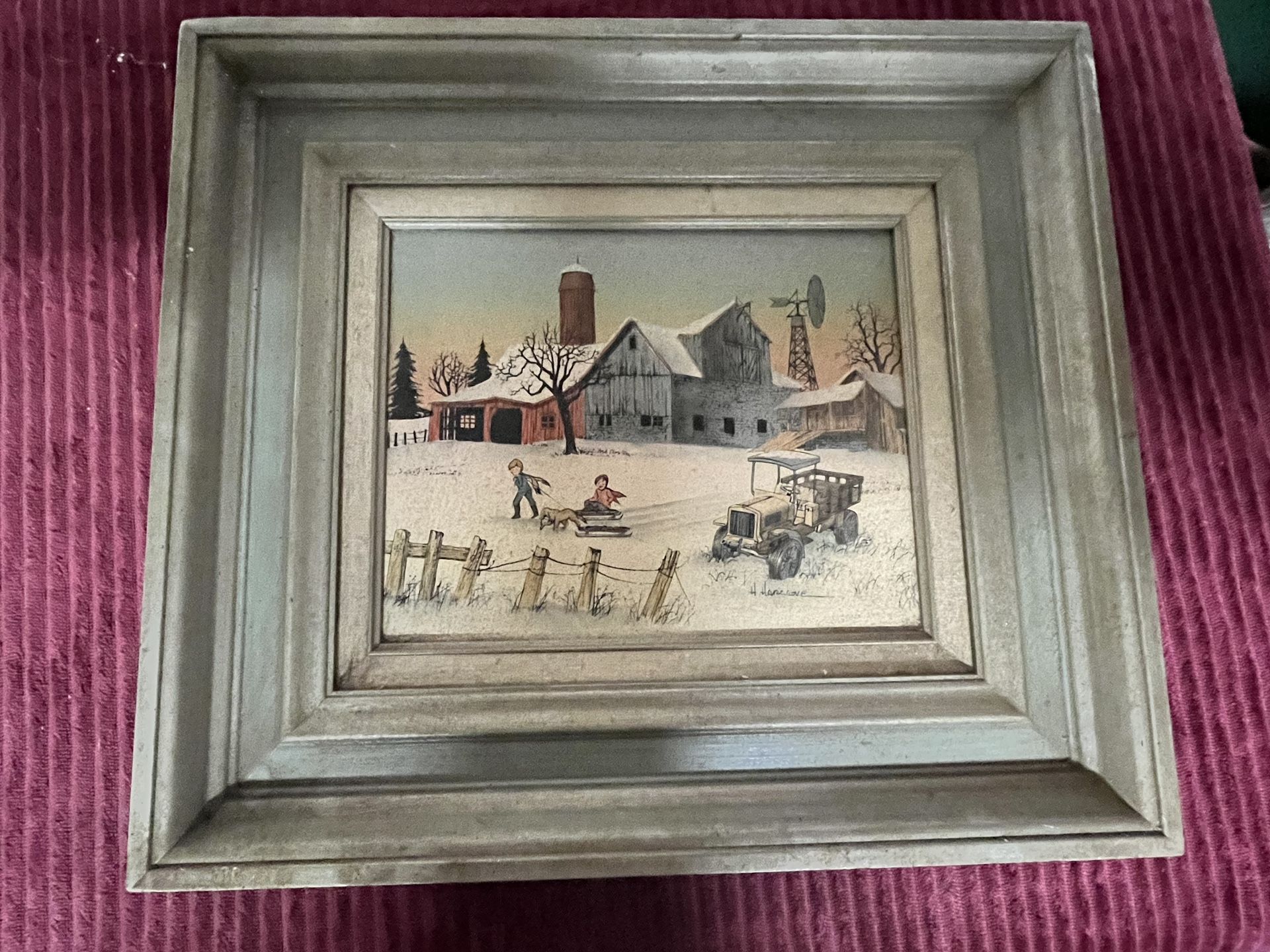 Vintage Framed & Signed H. Hargrove Oil Painting