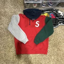 Supreme S Logo Color Blocked Hoodie Size Large
