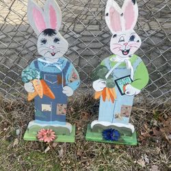 Easter Wooden Bunny Rabbit Display Outdoor Decoration