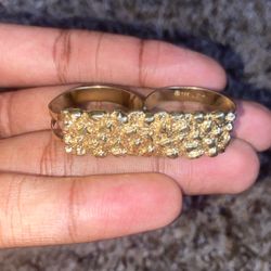10k Gold Nugget Double Ring 