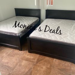2 Full Solid Wood Beds With Mattresses $780