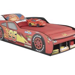 McQueen Twin Bed  + Bunkie Board + McQueen themed Curtain - Excellent Condition