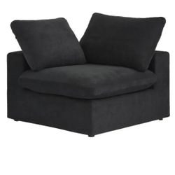 39.3 in. Square Arm 1-Piece Linen Modular Corner Sectional Sofa Couch in Black(Left/Right/Corner Side Section)