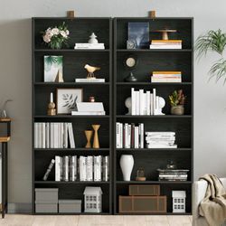 Bookshelves and Bookcases Set of 2 Floor Standing 6 Tiers Display Storage Shelves 70 in Tall Bookcase Home Decor Furniture for Home Office,