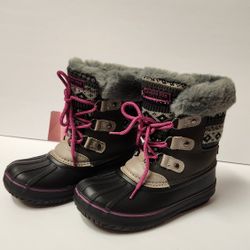 London Fog Girls' Knit Trim Snow Boots