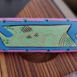 HAND PAINTED WOODEN BARRETTE - NEW