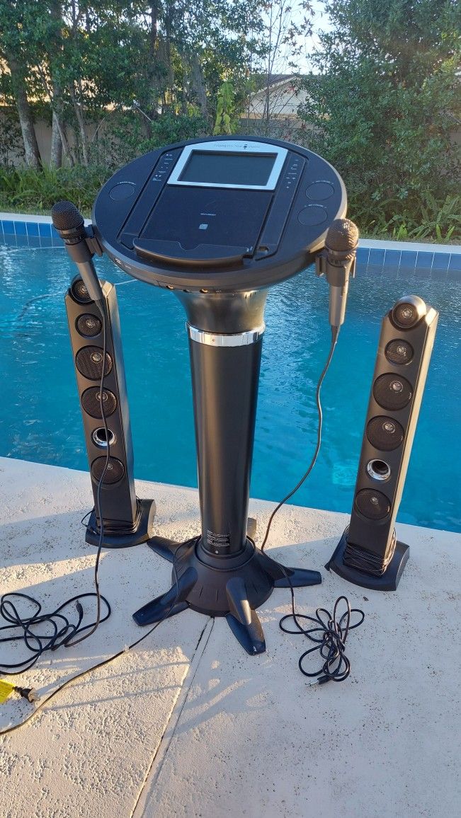 Karaoke Machine Singing Machine iSM1050BT Bluetooth Karaoke Pedestal w Speakers