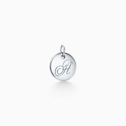 Tiffany Co Letter A Initial Alphabet Disc Charm Pendant in Sterling Silver.