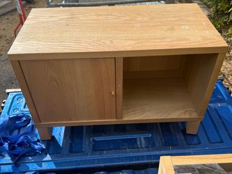 Small Wood Cabinet with Door and Open Shelf