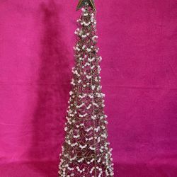 Vintage Wire Beaded Christmas Tree 21”