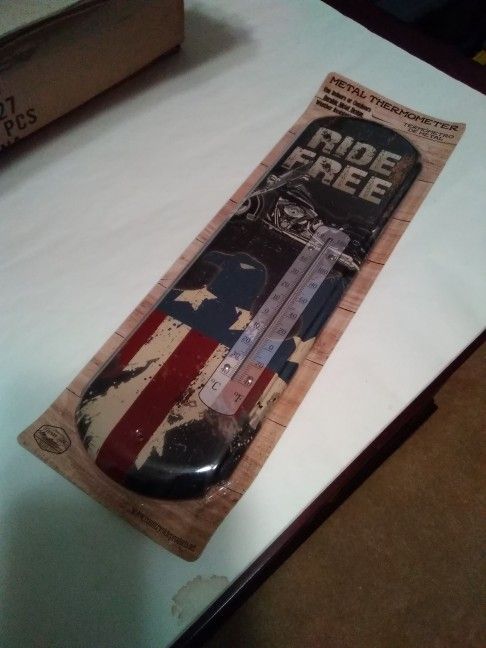 Ride Free Metal Thermometer. Indoor Or Outdoors. New. Nice Gift