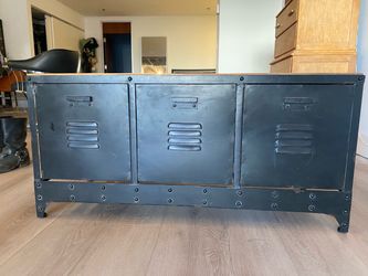 Metal industrial style storage bench