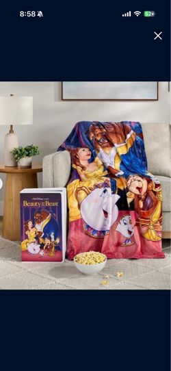 Beauty and the beast VHS box blanket new