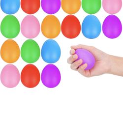 Easter Eggs Stress Ball Toys - 24 PCS Easter Basket Stuffers Rubber Stress Balls Stretchy Squeeze Squishy Toys for Easter Eggs Hunt, Cute Colorful Dec