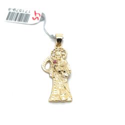 14kt Gold Small Santa Muerte With White Cz Stones 2.10grams 171579 8