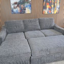Gray Coddle Aria Fabric Sleeper Sofa with Reversible Chaise and Storage 