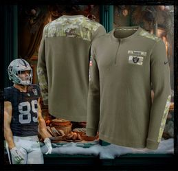 Nike Olive Las Vegas Raiders Salute To Service Henley Long Sleeve Thermal Size: Large