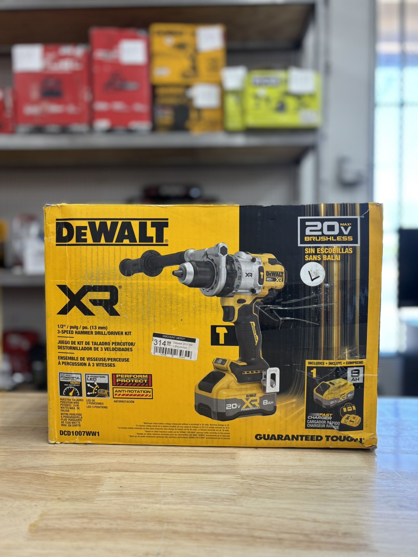 Dewalt 20V XR Lithium-Ion Cordless Hammer Drill Kit with 8.0 Ah Battery, Charger and Kit Bag