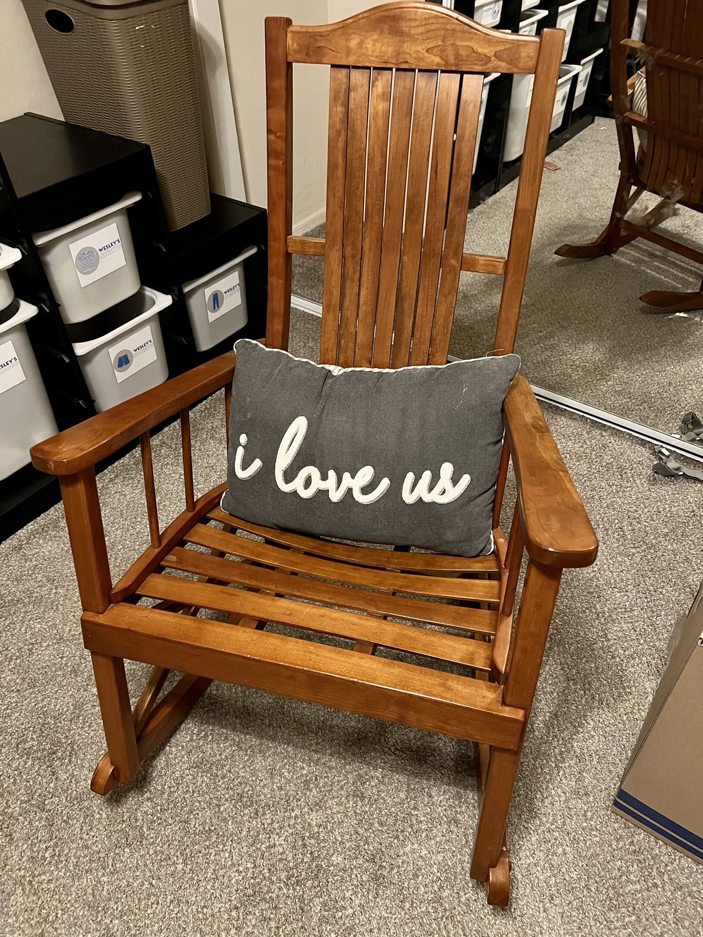 Solid Wood Rocking Chair - Handmade, Mint Condition, With Pillow