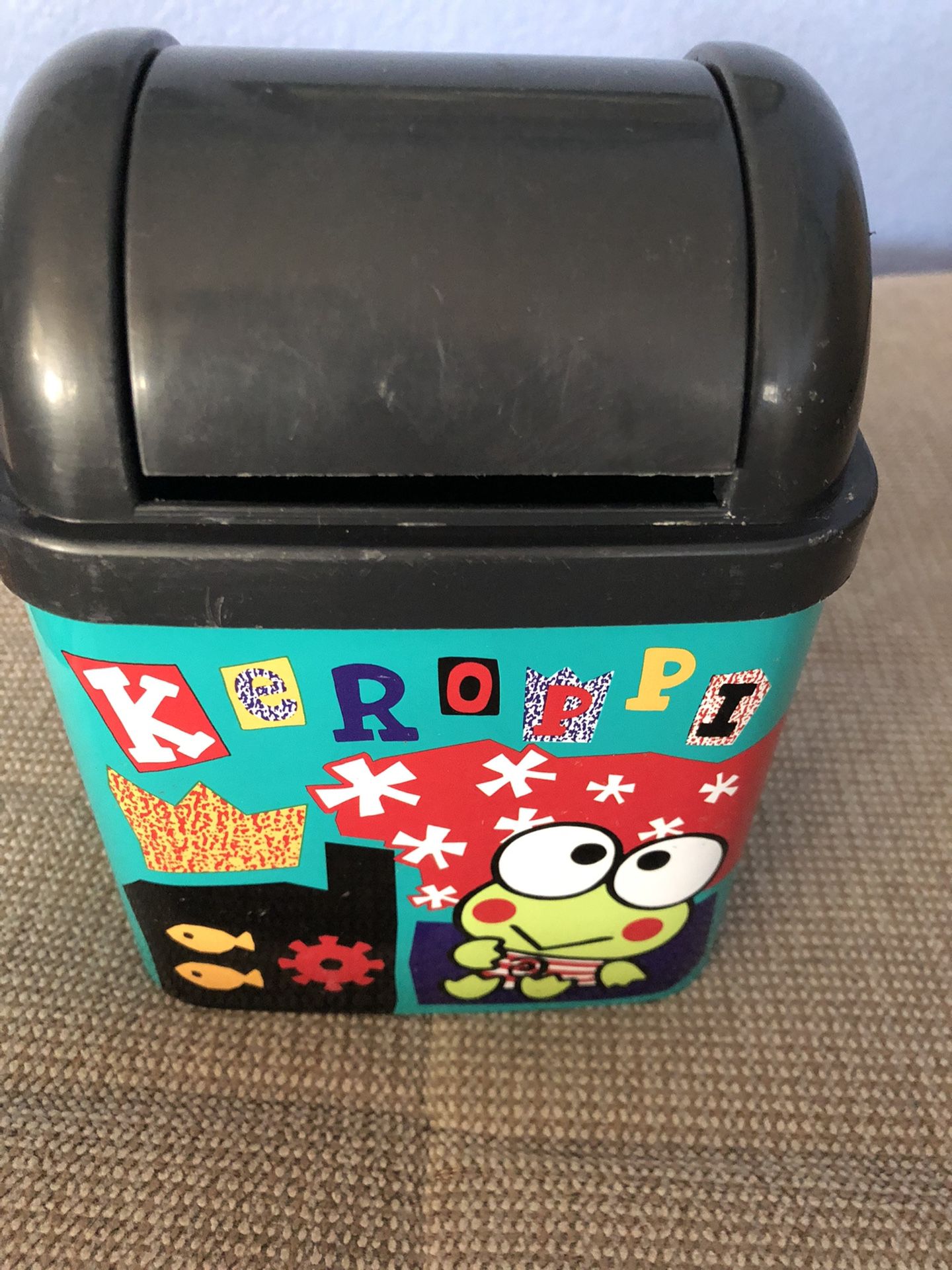 Vintage Sanrio Mini Desk Trash Can Keroppi 