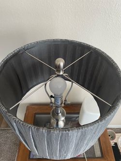 Table Lamp with Gray Drum Shade