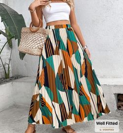 Pleated Maxi Multicolor Skirt