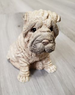 Vintage 1986 Shar Pei Puppy Dog Realistic Figure Figurine Made in USA