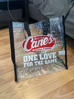 Raising Cane's Clear Plastic Tote Bag One Love For The Game Black Handles