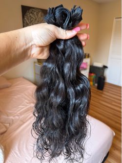 Premium 100% Human Hair Curly Weft Extensions – 200g (3 Bundles) Dark Brown