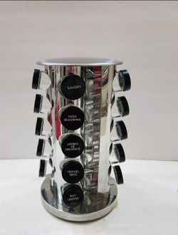 ❣️ 20 Jar Revolving Silver Countertop Spice Rack (Jars Included)