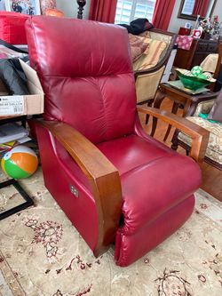 Red Leather Power Recliner Chair La-Z Boy