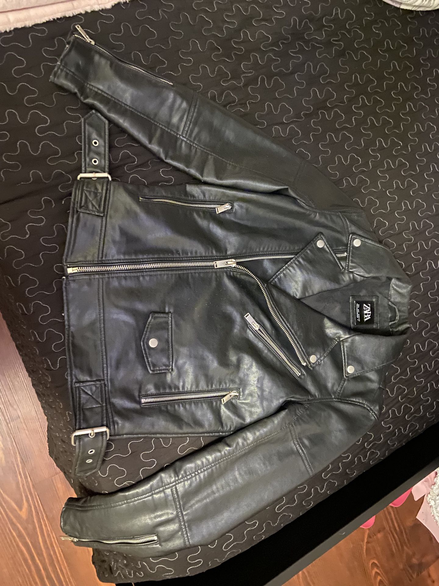 Zara faux leather biker jacket