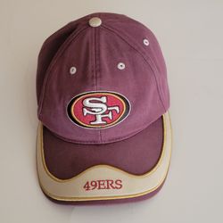Vintage 90s San Francisco 49ers Hat Burgundy Gold Split Sandwich Brim 
Cap NFL, adjustable, one size fits all. Pre-owned, very shape, please 
see phot