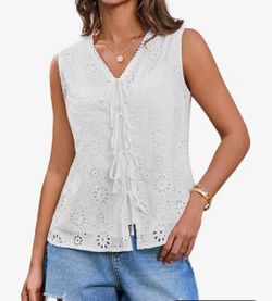 Eyelet White Top with Ties