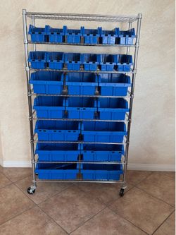 24-Bin Metal Rolling Storage Rack