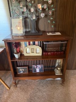 Wood Bookcase with Queen Anne Legs
