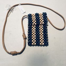 Beautiful Wood Beaded Bag Perfect size for Phone Money and Credit card