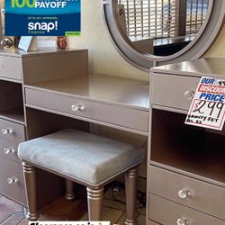 Vanity Desk , Mirror , Stool 