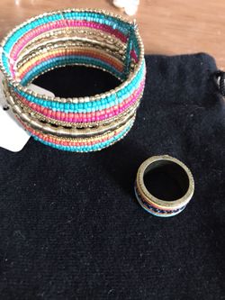Beautiful Multi Colored Bracelet & Ring Set