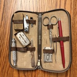 Vintage Shaving Kit with Gillette Razors, case made in Austria.  