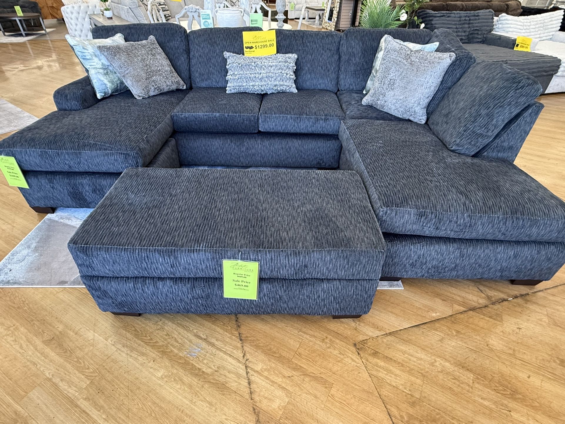 Two Chase Deep Blue Sectional