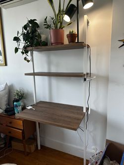 Nathan James Theo 2-Shelf Wall Mount Ladder Hutch Desk