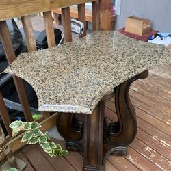 Granite Table With  Solid Wood Legs