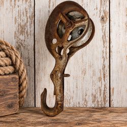 Antique Hay Trolley Drop Pulley Hook F26 13” Cast Iron Farm Industrial Decor