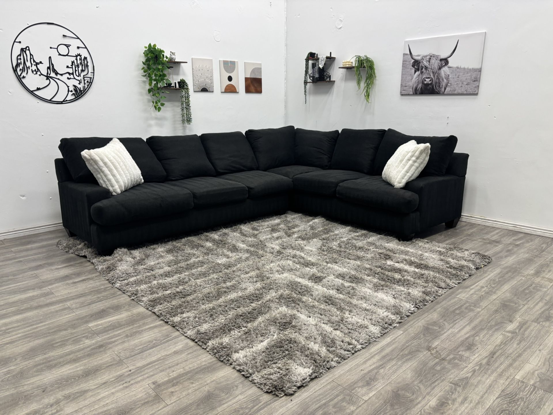 Black Sectional Couch - Free Delivery 