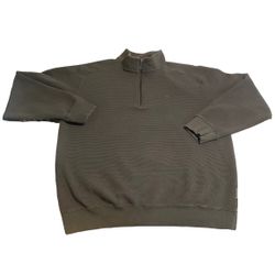 Wolverine Sweater Men Large Olive Green Quarter Zip Pullover Solid Embroidered