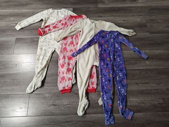 Four 5T Toddler Winter Onesies Pajamas